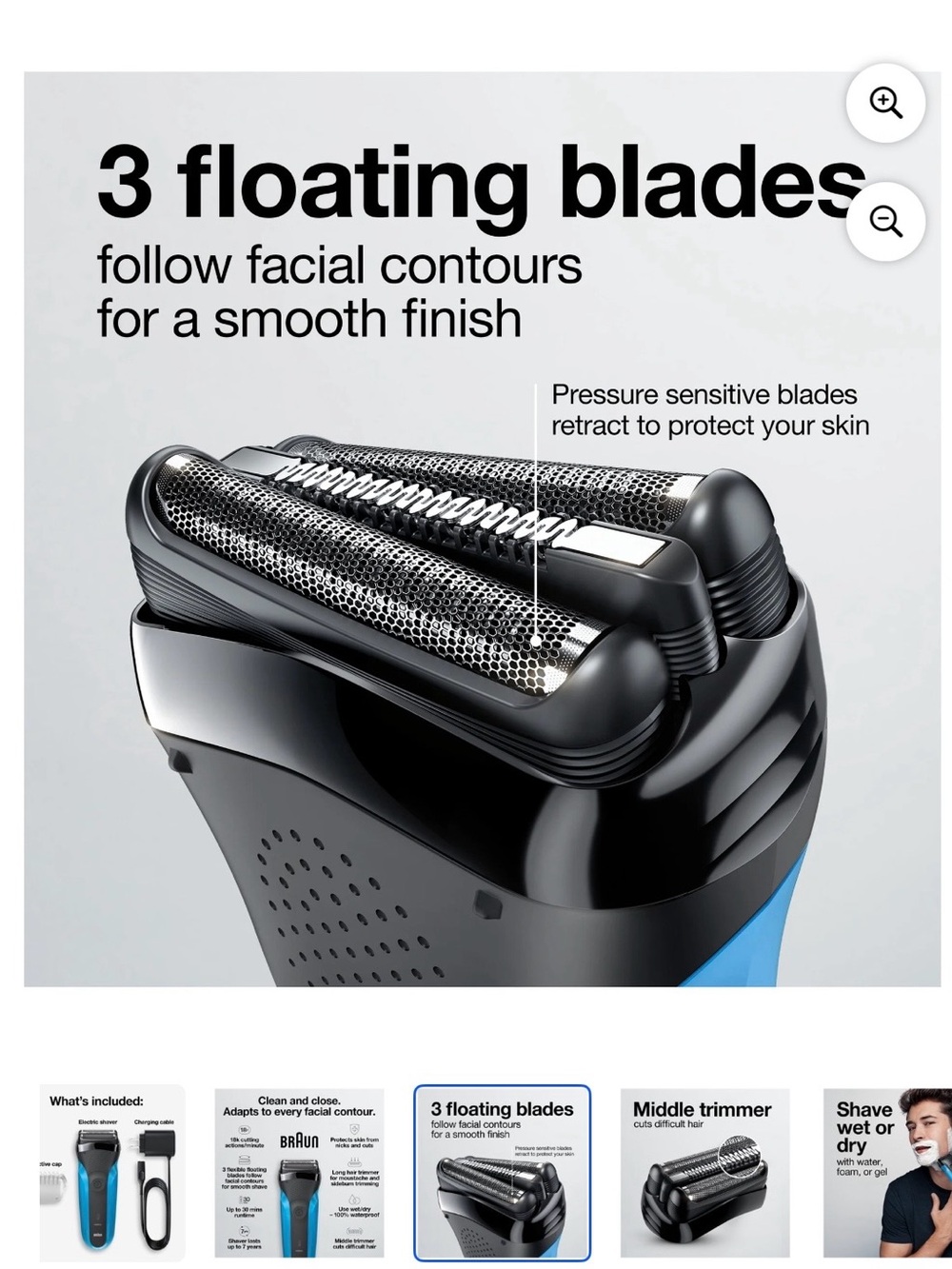 New Braun Series 3 Men's Electric Shaver - Blue - Picture 4 of 4